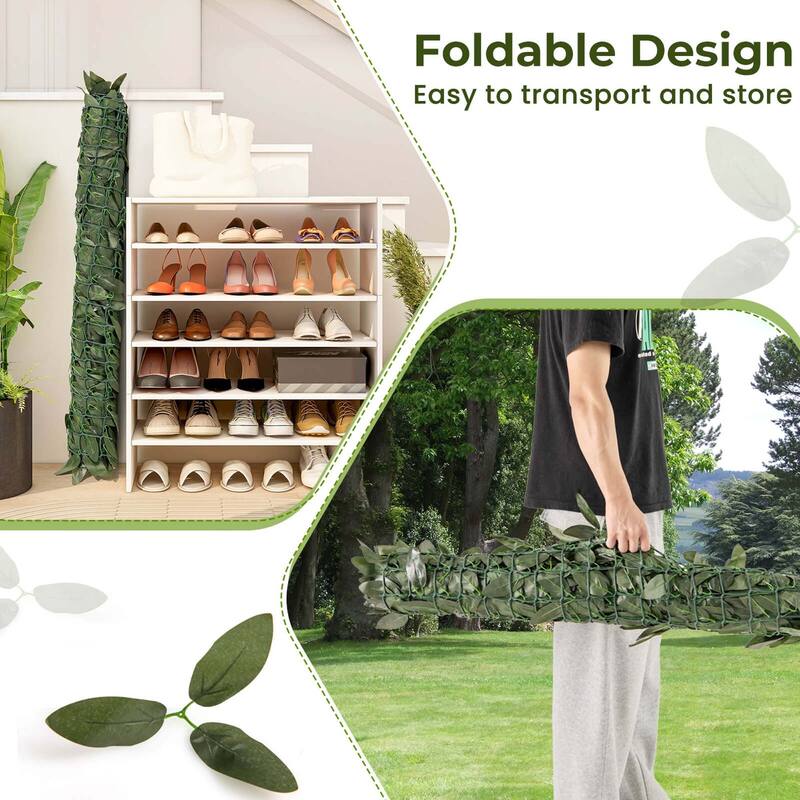 Artificial Lily Leaf Privacy Fence Sun-protective Greenery Backdrop