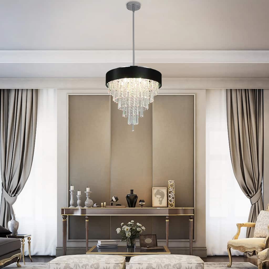 Modern Crystal Chandeliers, Round Chandelier for Dining Room,Luxury Ceiling Pendant Light Fixture for Living Room Bedroom Foyer