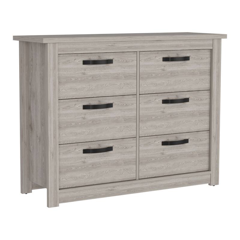 HomeRoots 47" Gray Wood Six Drawer Double Dresser