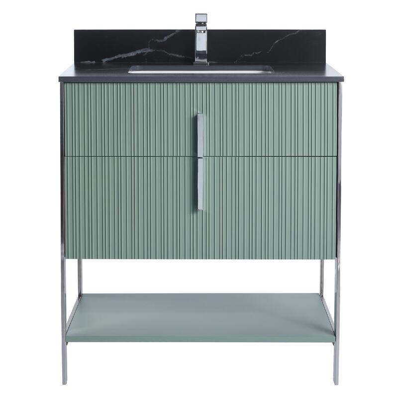 Fine Fixtures Serenity Modern Bathroom Vanity with Black Sintered Stone Top