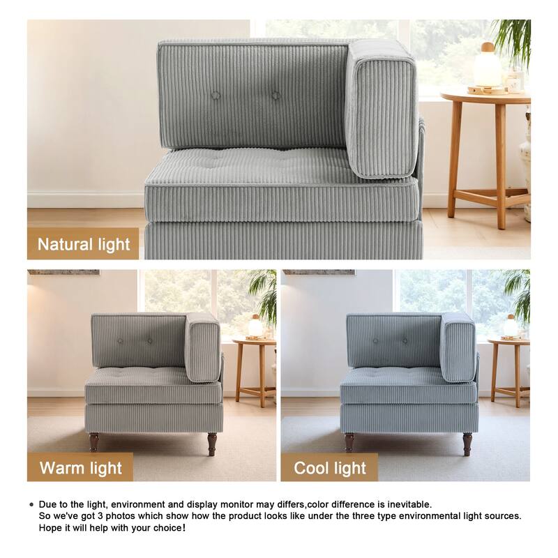 Modern Corduroy Corner Armchair Armless Chair sofa