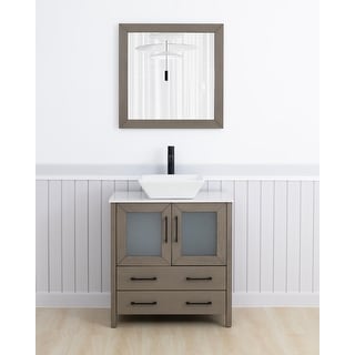Vanity Art 30-inch Single Sink Bathroom Vanity Set With Engineered Marble Top and Free Mirror - 30 x 18.5 x 36 Inches