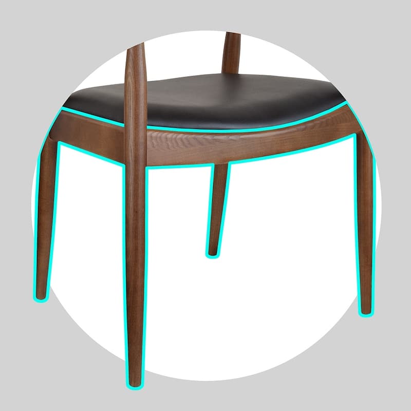 Wooden Farmhouse Dining Chair | PU Leather Cushion Seat | Modern Accent Kennedy Armchair for Kitchen Dining Room or Office