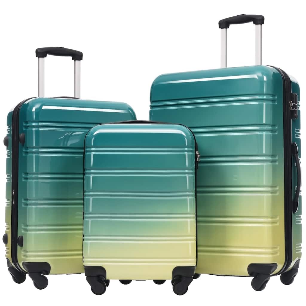 Hardshell Luggage Sets 3 Piece Gradient Color Expandable Suitcase with Spinner Wheels and TSA Lock Lightweight