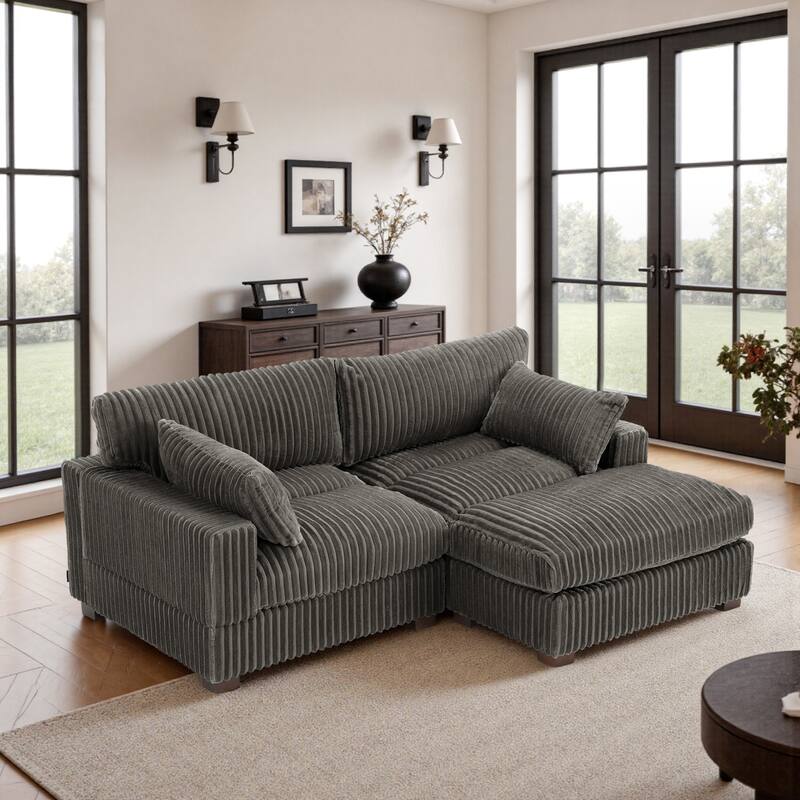 80"W Plush Modular Sectional Sofa with Pillows for Living Room