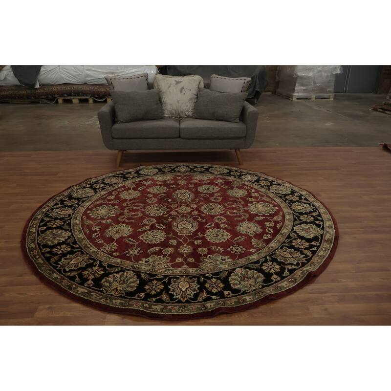 Hand Knotted Oriental 100% Wool Carpet Traditional All-Over Red Agra Area Rug - 7' 9'' X 7' 9''