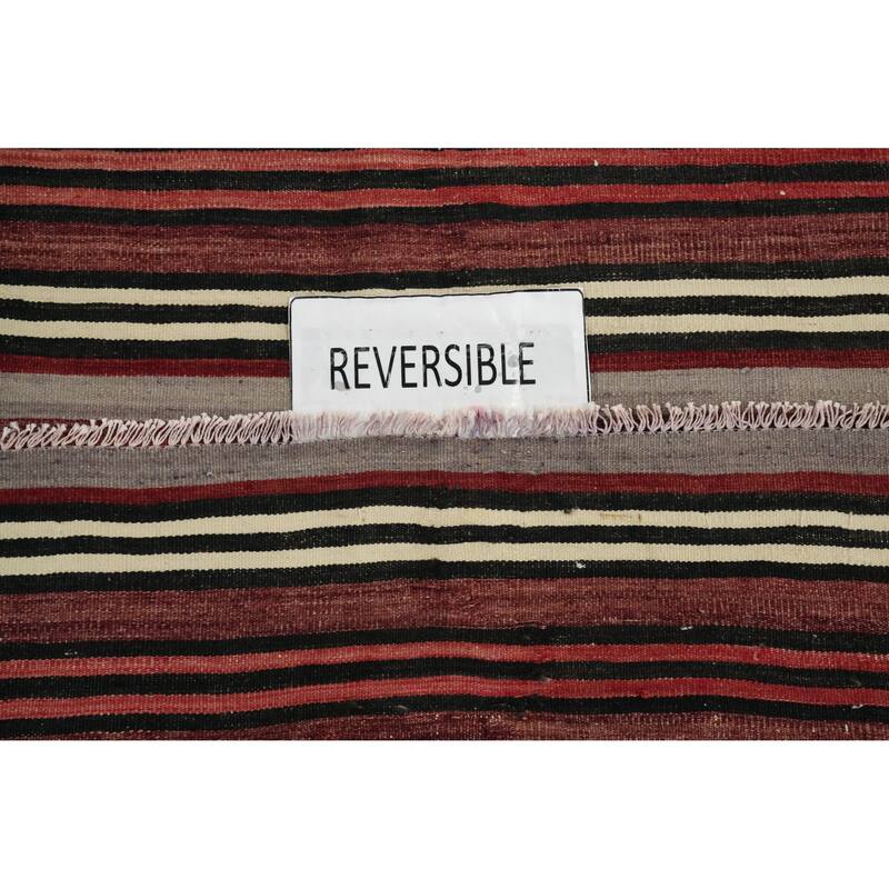 Hand Woven Oriental 100% Wool Carpet Southwestern Geometric Red Kilim Area Rug - 10' 4'' X 4' 7''