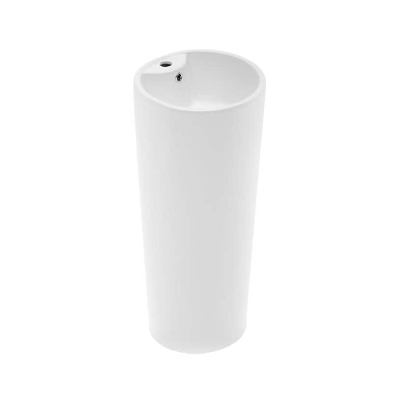 Swiss Madison Monaco 15-3/4" Oval Ceramic Pedestal Bathroom Sink with - Glossy White