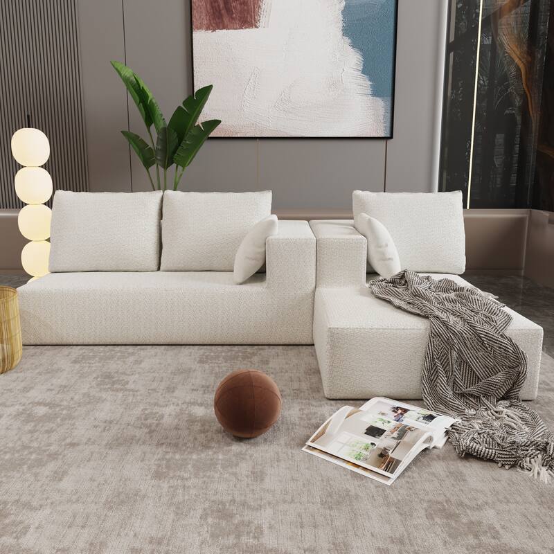 Beige Fabric & Foam Sofa and Sofa Bed, 107x39x26 inches, 166 lbs, Multi Combinations