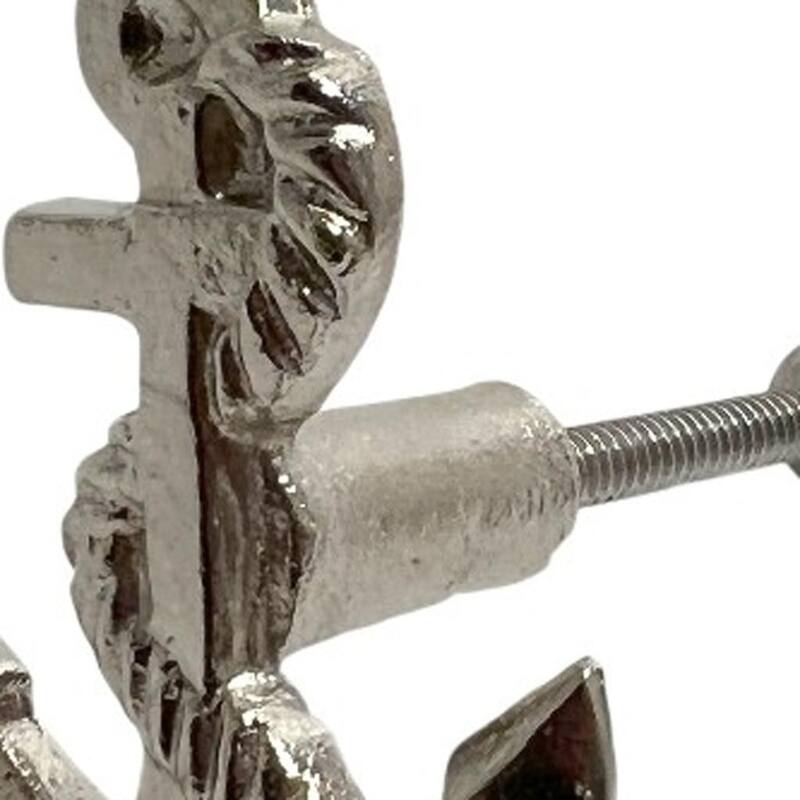 HomeRoots Set of Six Silver Nautical Anchor Knob Metal Drawer Pull Knobs - 1.50 in. x 1.00 in. x 1.50 in.