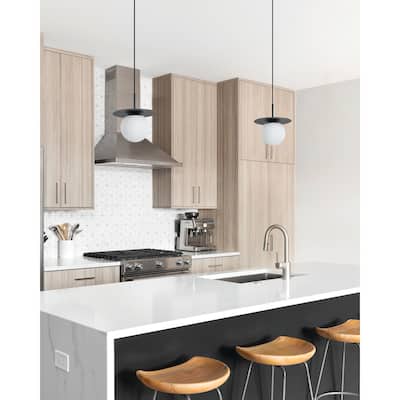 Arenales - 1-Light Mini Pendant - Structured Black FInish - White Opal Glass Shade