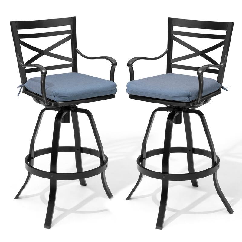 Outdoor Patio Swivel Bar Stool Aluminum Bar Chair with Sunbrella Cushion