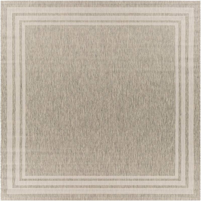 Livabliss Eagean Updated Traditional Stripe Indoor / OutdoorArea Rug - 7'10" x 7'10" Square - Beige/Grey