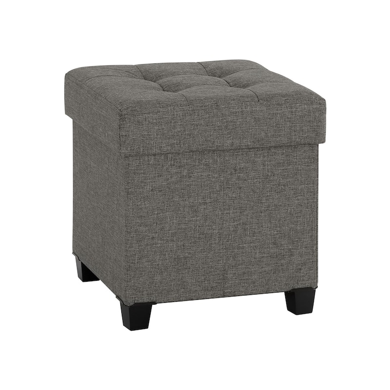 Velvet Ottoman Footrest with Storage, Tufted Design and Wooden Legs