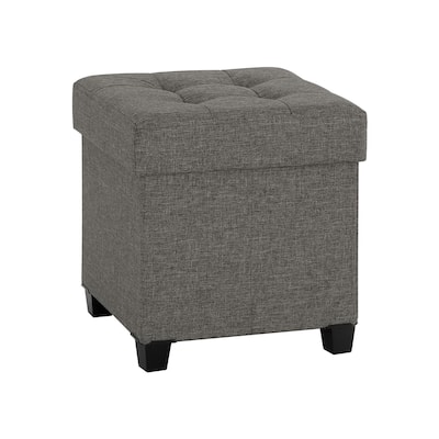 Velvet Ottoman Footrest with Storage, Tufted Design and Wooden Legs