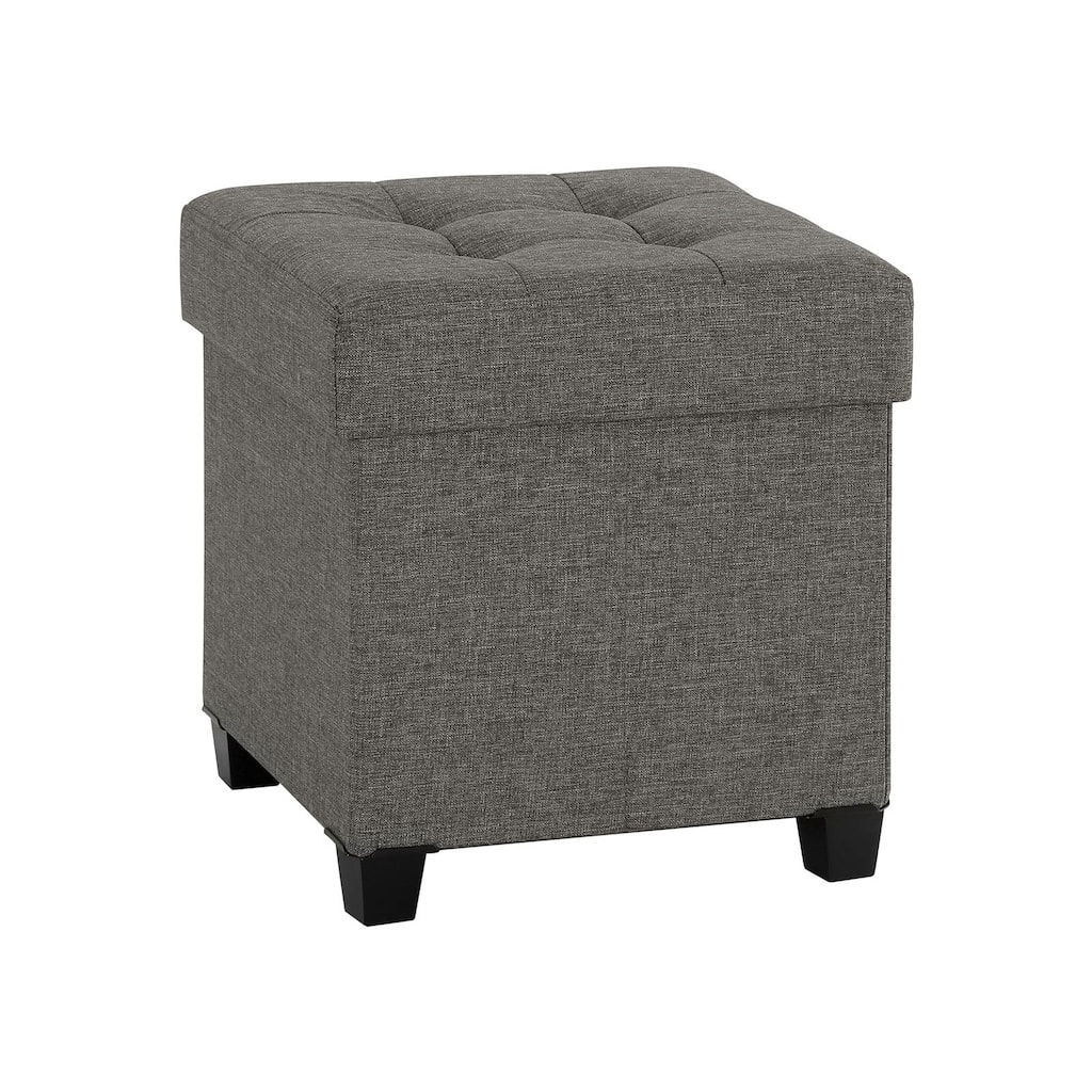 Velvet Ottoman Footrest with Storage, Tufted Design and Wooden Legs