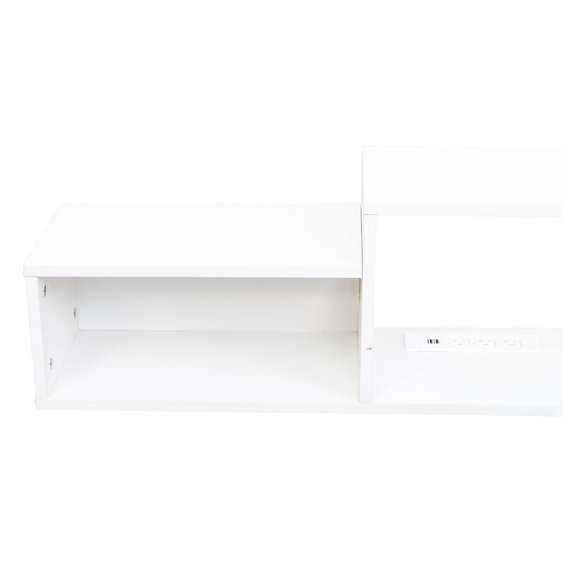 Modern Floating TV Stand with 3 Tier Shelves and 20 Color LEDs for Wall Mounted Home Theater and Office