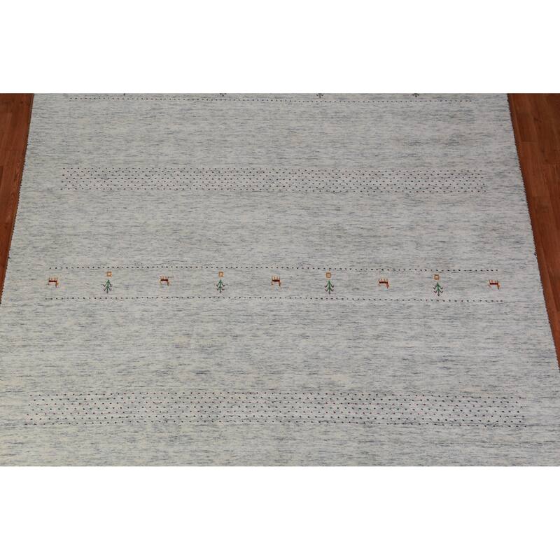 Tribal Gabbeh Indian Area Rug Hand-Knotted Living Room Wool Carpet - 8'2" x 10'0"