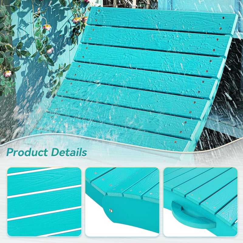 2-Piece Folding HDPS Plastic Outdoor Pool Chaise Lounges with Headrest Cushion