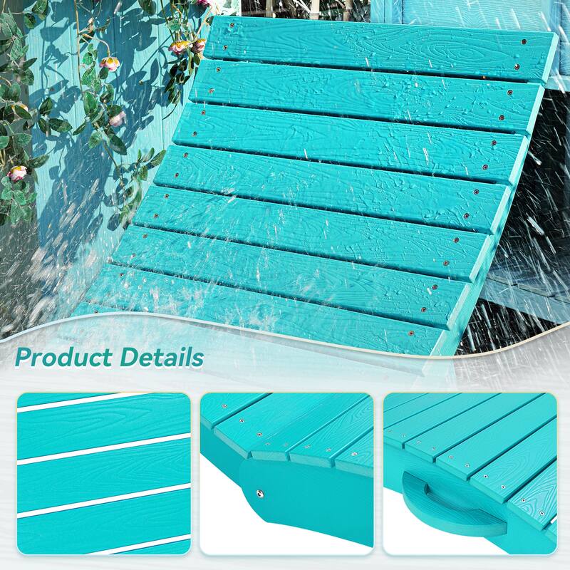 4-Piece Folding HDPS Plastic Outdoor Pool Chaise Lounges with Headrest Cushion