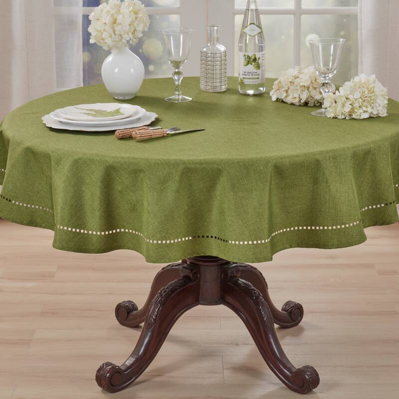 Solid Textured Tablecloth with Clean Drape, Minimal Decorative Edge, and Versatile Styling for Dining and Entertaining