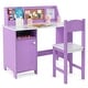 preview thumbnail 1 of 9, Costway Kids Study Desk with Chair, Whiteboard, Marker, Hutch, Storage - 35'' x 18'' x 34'' (L x W x H) Purple - 35'' x 18'' x 34'' (L x W x H)
