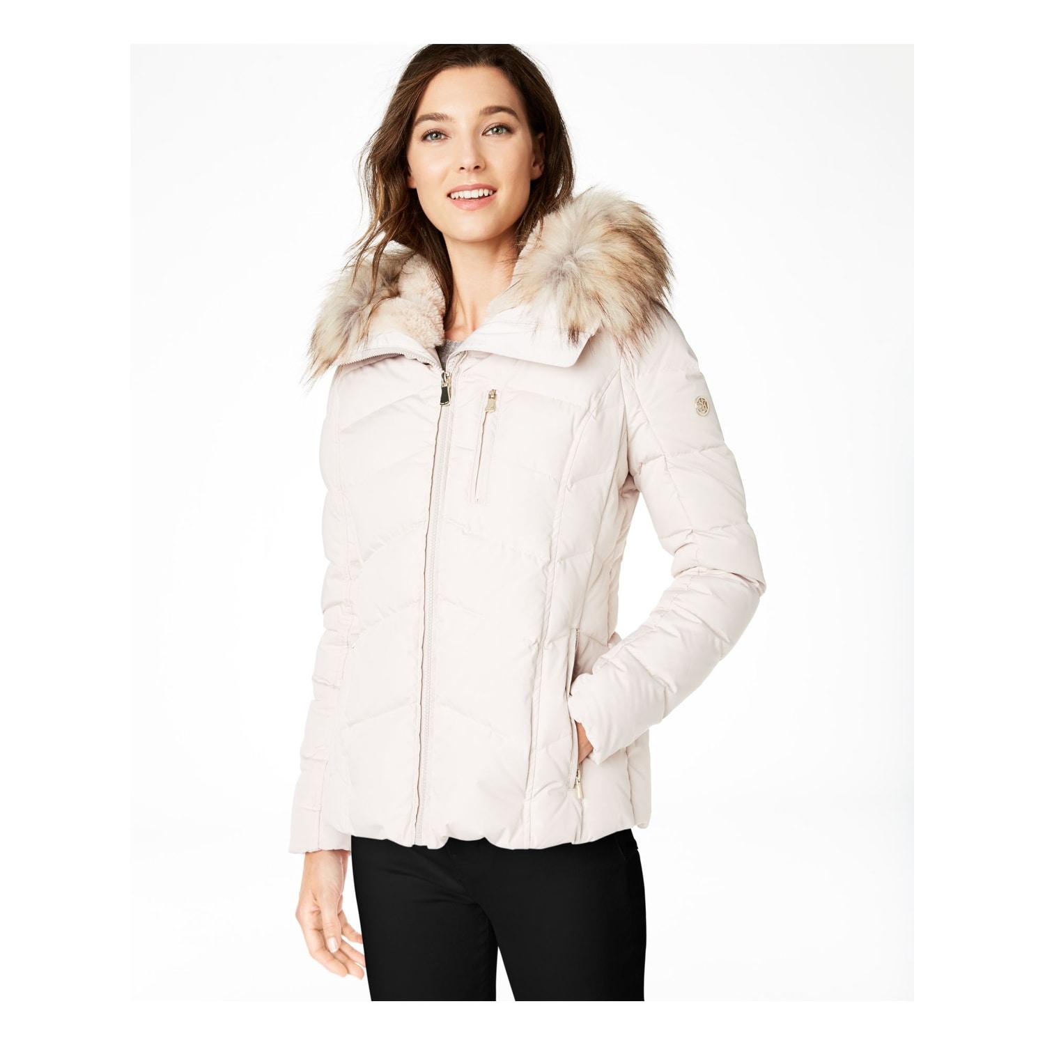 calvin klein faux fur puffer jacket