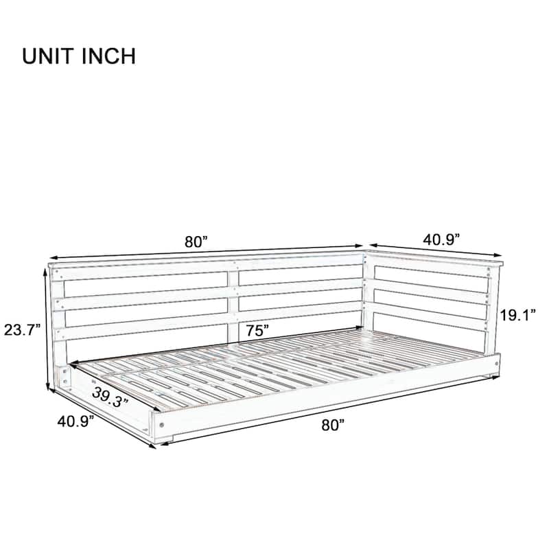 Country Patio Wooden Twin Size Swing Daybed Porch Swing Frame with 4pcs 96-inch Hemp Ropes for Backyard, Garden