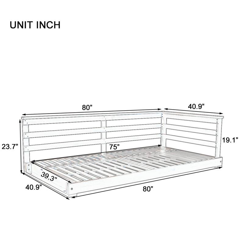 Patio Wooden Twin Size Swing Daybed Porch Swing Frame With Hemp Ropes (Excluding the table)