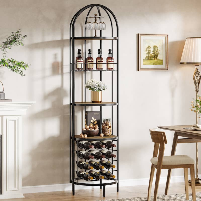 Freestanding Wine Rack Floor for Living Room Small Space - 1 Pack - Brown