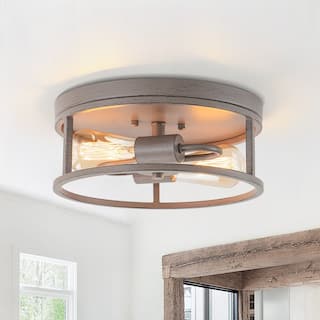 Vintage 2-Light Openwork Drum Shape Flush Mount - 11.8in