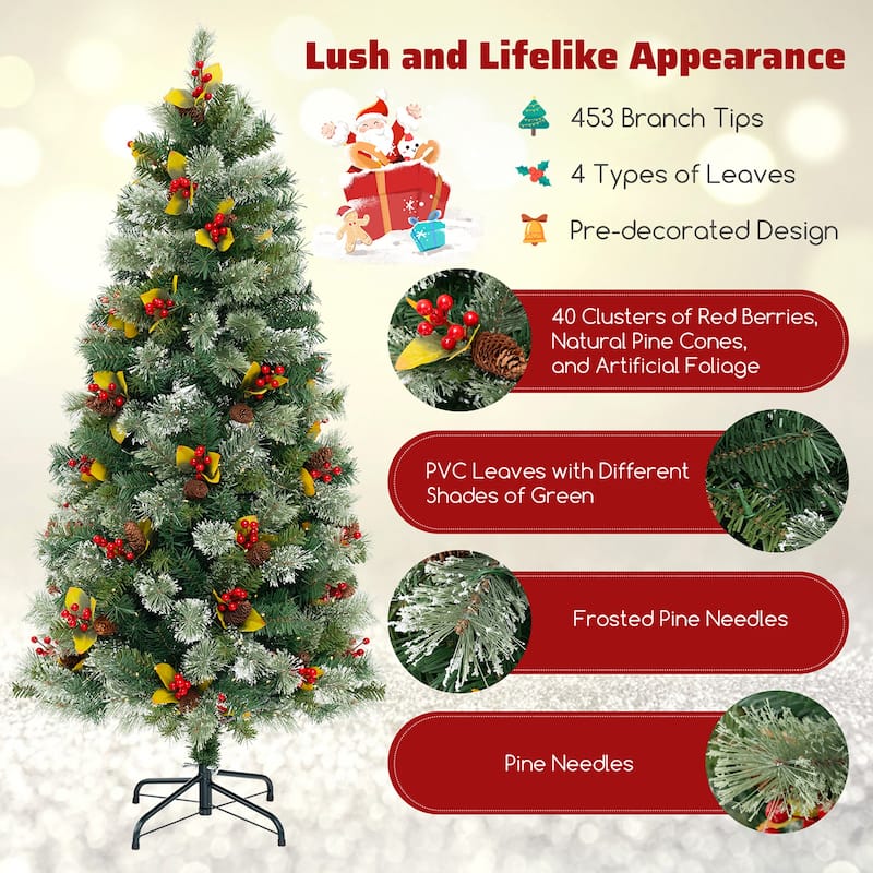 Gymax 5/7.5/9 FT Artificial Xmas Tree w/ 1416 Branch Tips 560 Warm