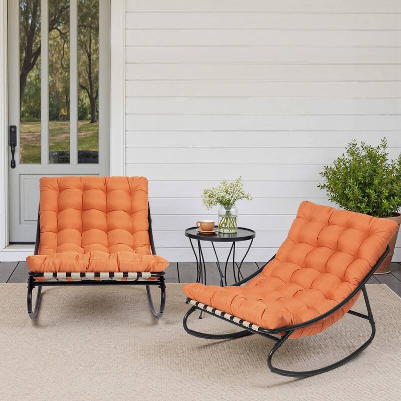 Outdoor Metal Frame Rocking Chair with Water-Resistant Cushions