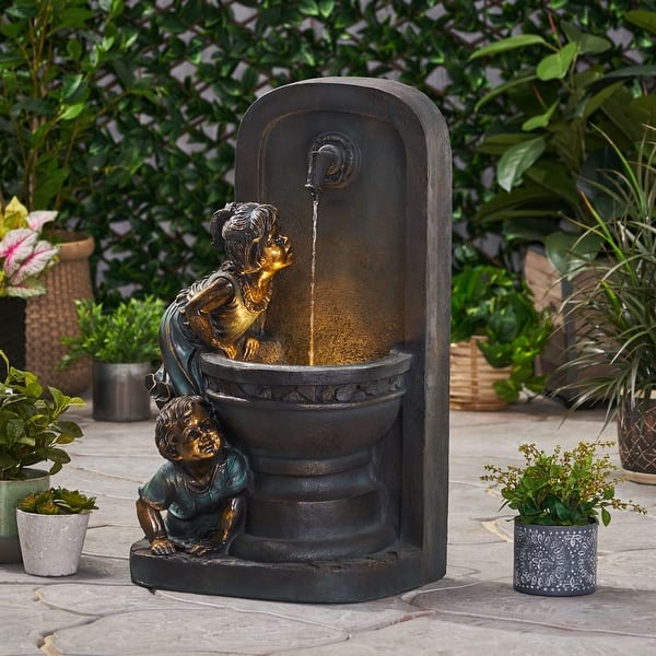 slide 2 of 11, Arlene Outdoor Outdoor Children Drinking Water Fountain by Christopher Knight Home Brown - Floor - Resin