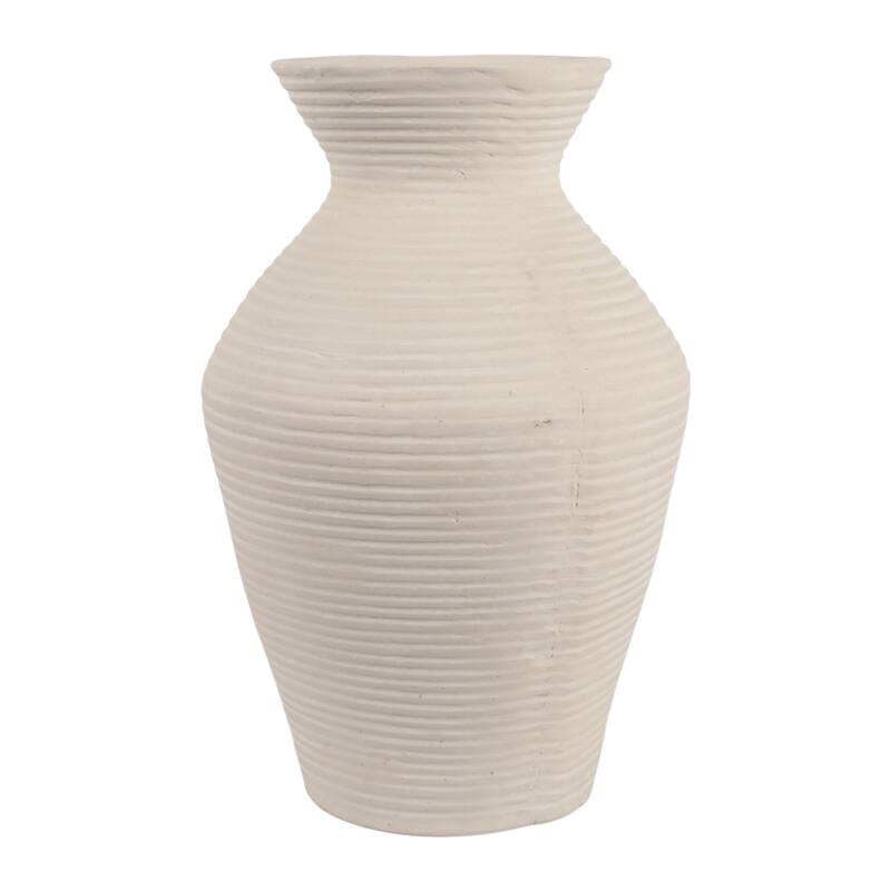 Sculptural Ribbed Paper Mache Table Vase - Stylish Tall Flower Vase