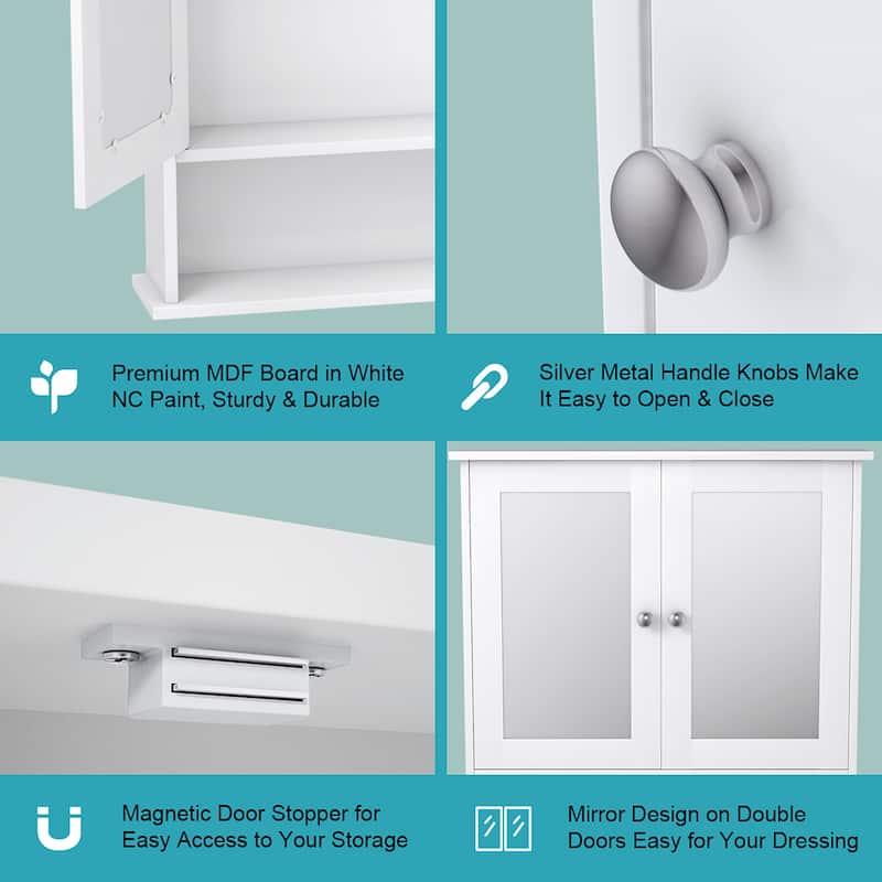 Costway New Bathroom Wall Cabinet Double Mirror Door Cupboard Storage