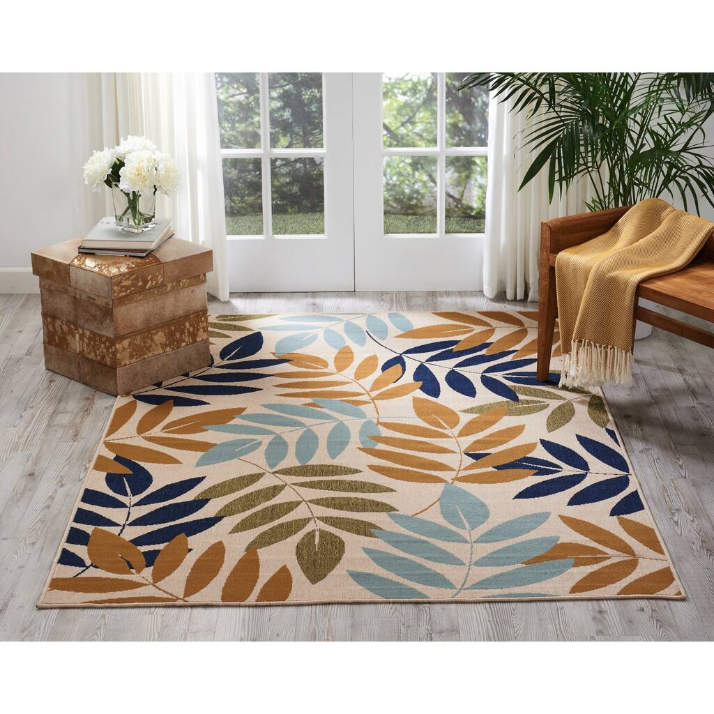 Nourison Caribbean Palm Leaves Indoor / Outdoor Area Rug - Overstock ...