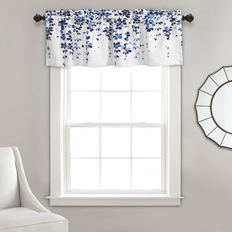 Lush Decor Weeping Flower Room Darkening Window Curtain Valance - 52x18 - navy & blue
