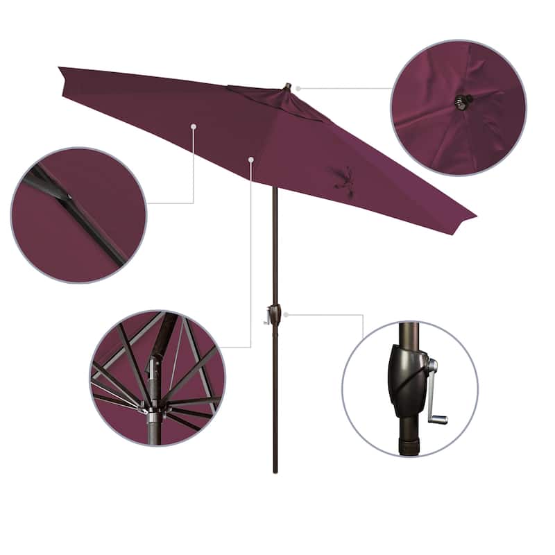 North Bend 9-foot Crank Open Auto-tilt Bronze Finish Patio Umbrella by Havenside Home (Base not included)