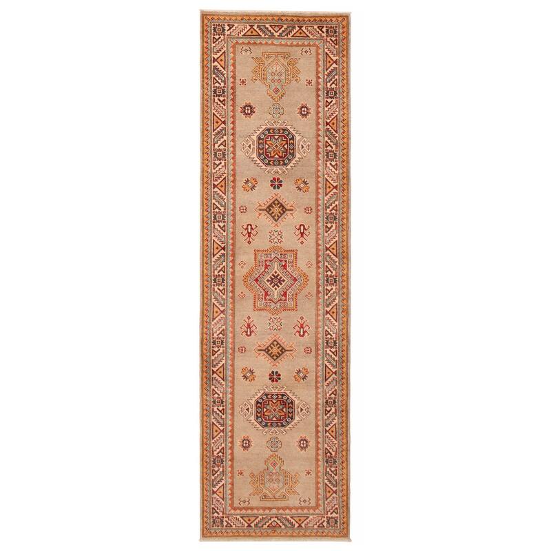 ECARPETGALLERY Hand-knotted Uzbek Ghazni Khaki Wool Rug - 2'9 x 9'8 - Khaki - 2'9 x 9'8