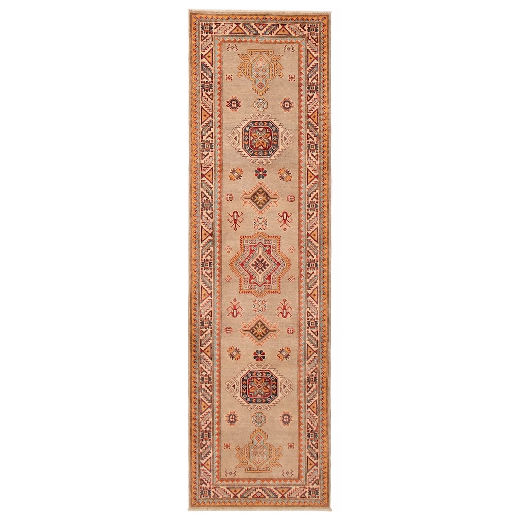 ECARPETGALLERY Hand-knotted Uzbek Ghazni Khaki Wool Rug - 2'9 x 9'8