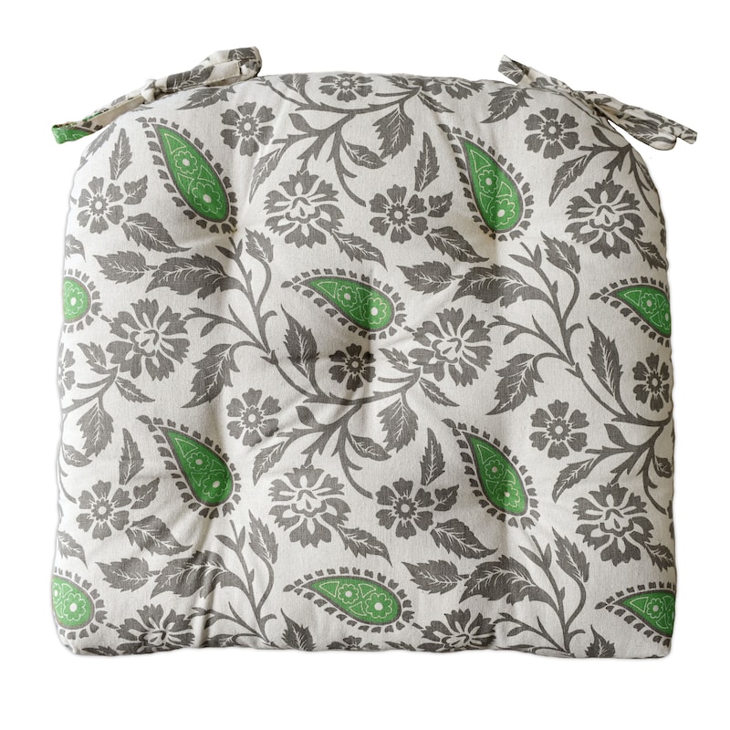 Handmade Cotton Chair Seat Pads Cushions - Comfortable Pad with Ties (16''x16'') 3'' Thick - 16''x16'' - Green