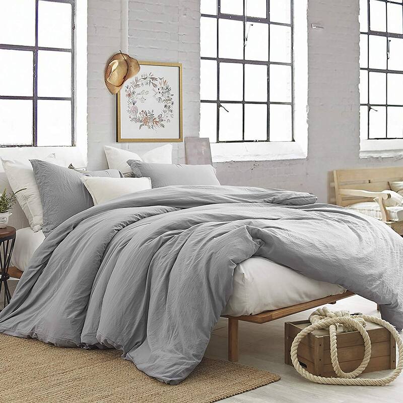 Natural Loft King Solid Duvet Cover Set - Alloy