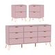 preview thumbnail 6 of 17, 9 Drawer Dresser and Night Stand Sets for Bedroom Set of 2 Pink