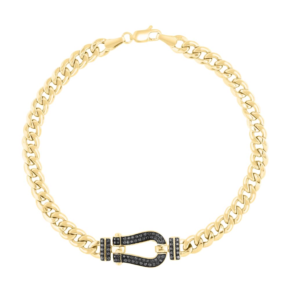 EFFY 14K Yellow Gold Over Sterling Silver Black Diamond Chain Bracelet