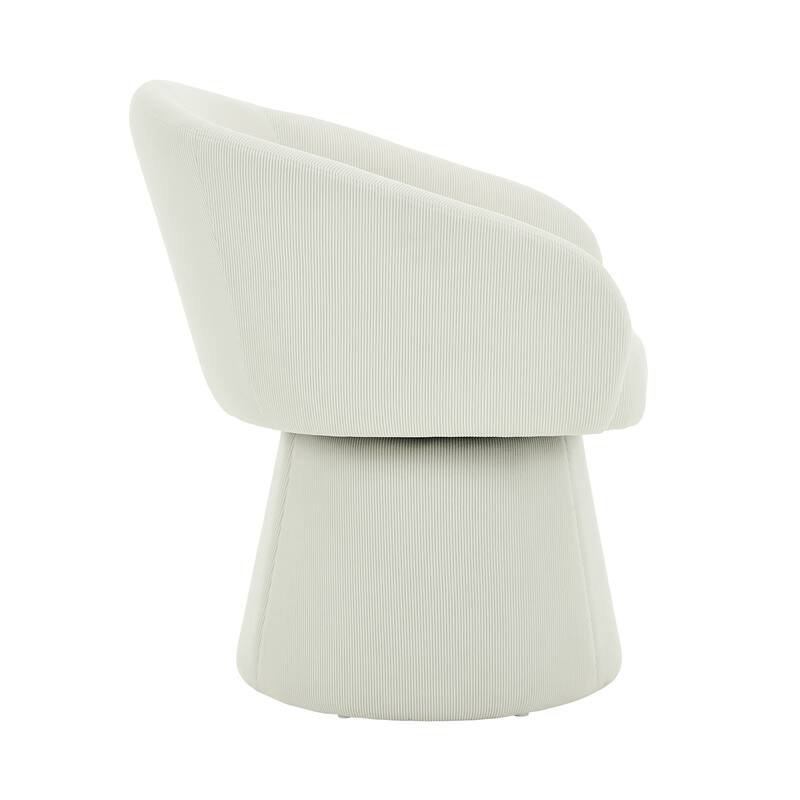 Roomfitters Modern Swivel Barrel Accent Chair, 360° Rotating Corduroy Upholstered Lounge Chair with Weighted Base, Beige