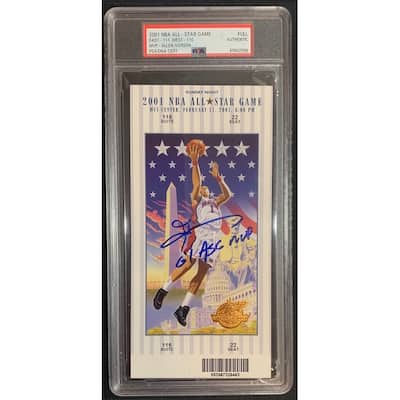 Allen Iverson Autographed 2001 NBA All Star Game MVP Signed Basketball Ticket Auto Graded PSA 65642586 - 8'6" x 11'6"