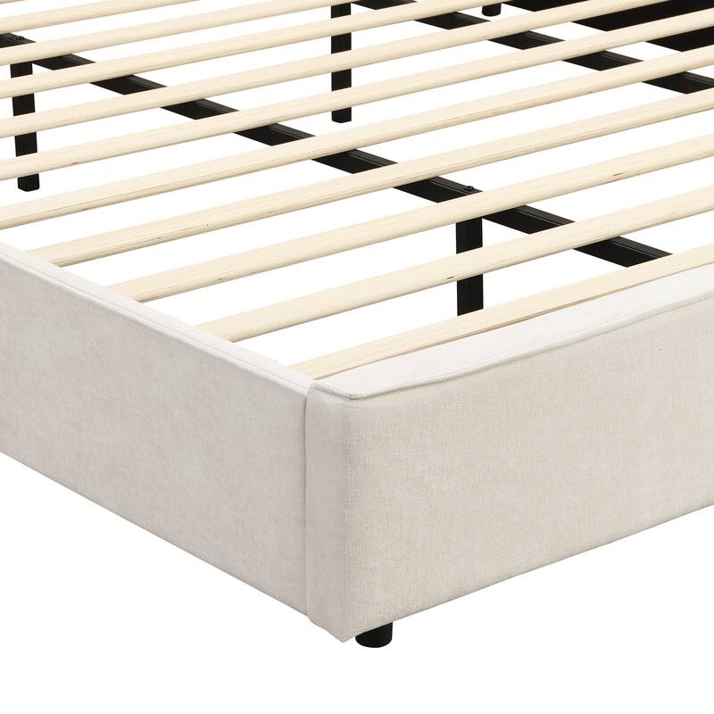 Christopher Knight Home- Cassie Upholstered Bed Frame with Reading Lamp & USB Port