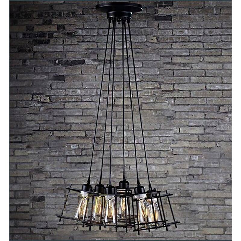 Titania Black Adjustable Cord 6-light Edison Chandelier
