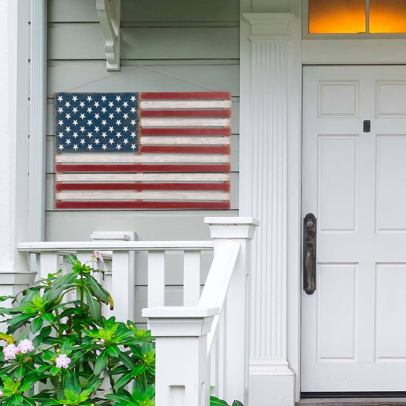 Glitzhome Patriotic/Americana Wooden USA National Flag Wall Hanging Decor